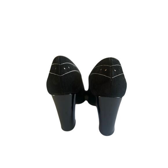 John Fluevog Black Brogue T-Strap Heels - Picture 4 of 9